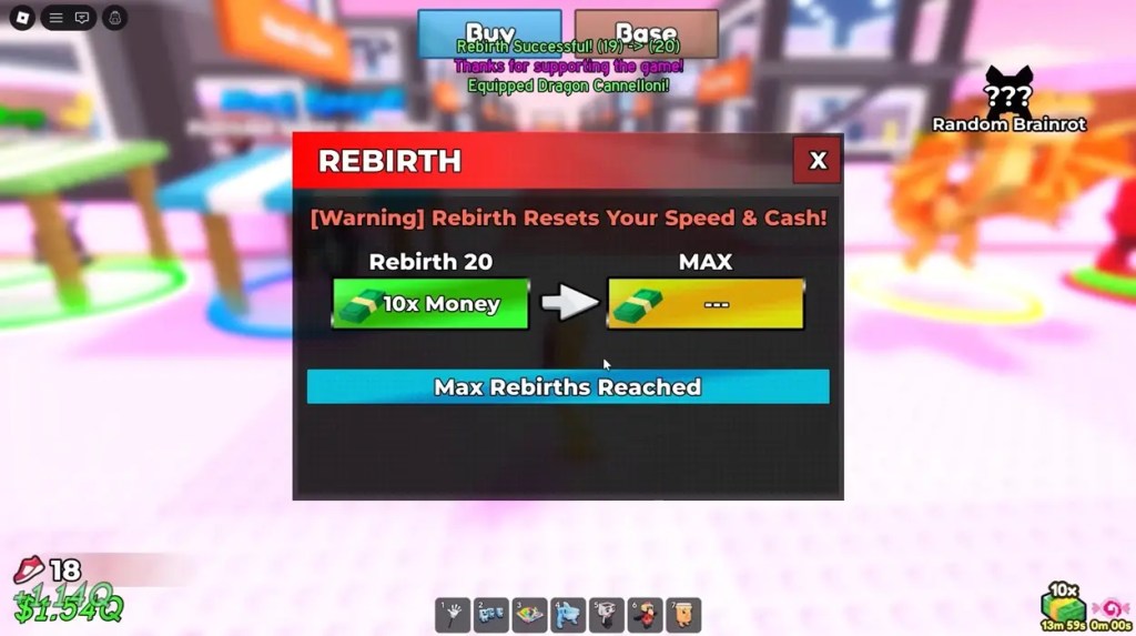 Roblox Be a Brainrot Maximum Rebirths